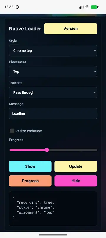 Chrome-style top native loader preview