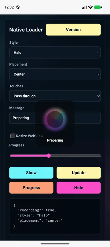 Halo native loader preview