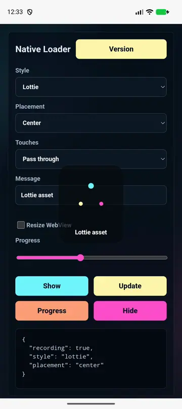 Lottie native loader preview