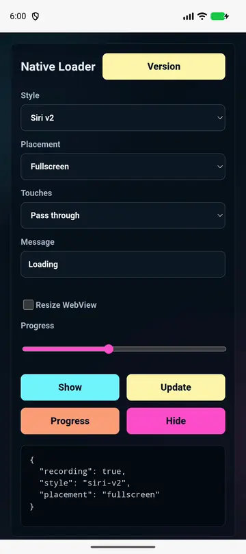 Siri v2 full-screen edge native loader preview