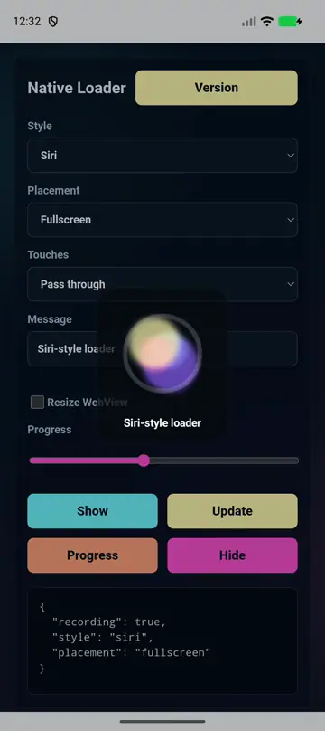 Siri-style native loader preview