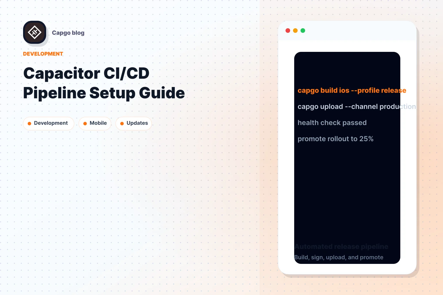 Capacitor CI/CD Pipeline Setup Guide