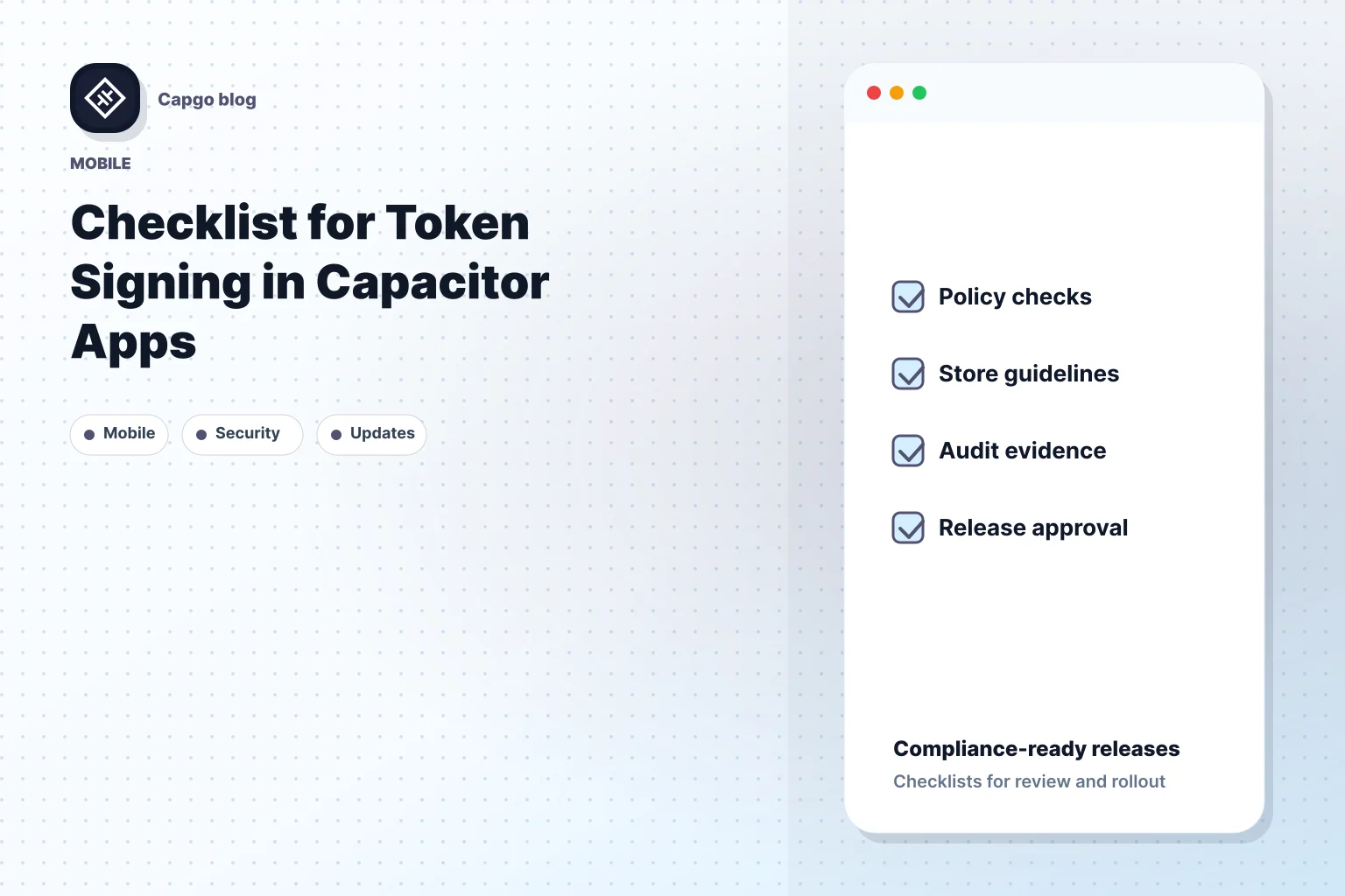 Checklist for Token Signing in Capacitor Apps