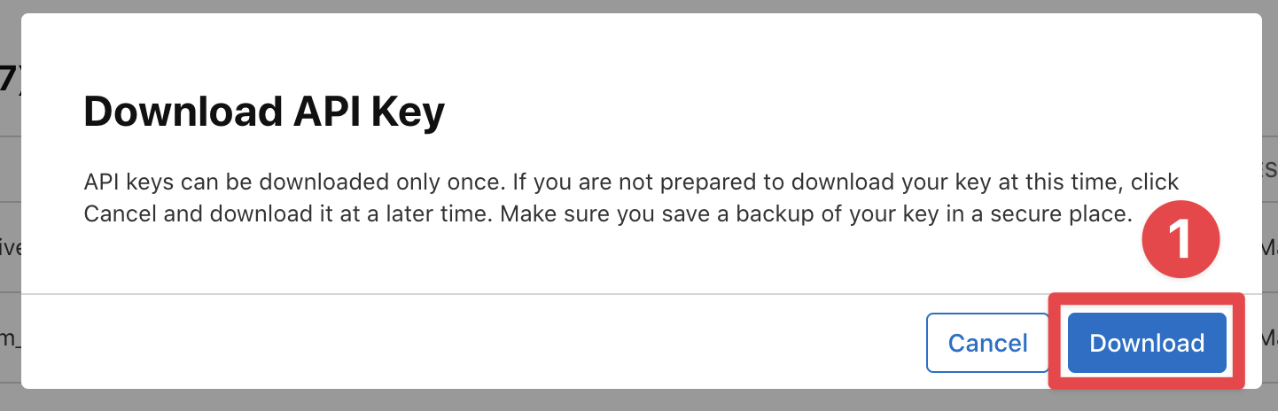 App Store Connect download key warning