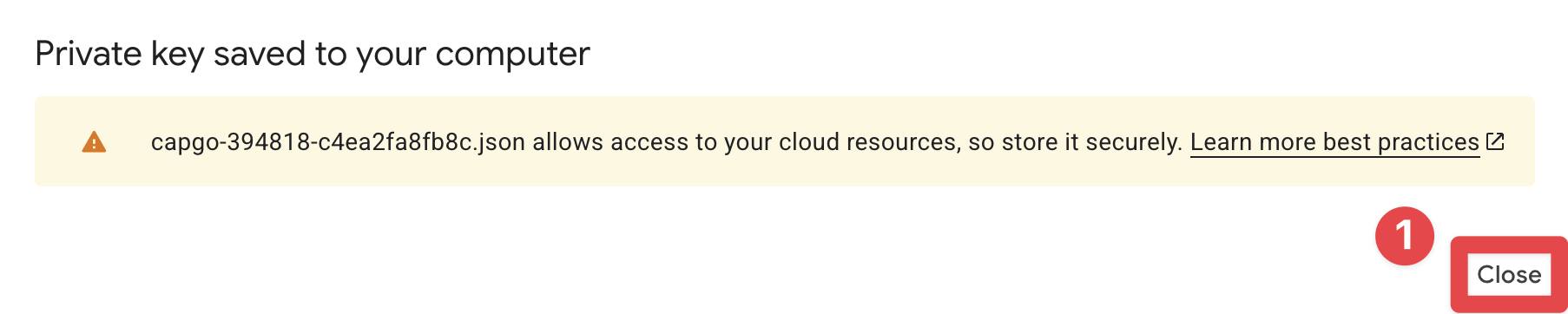 Google Console download key