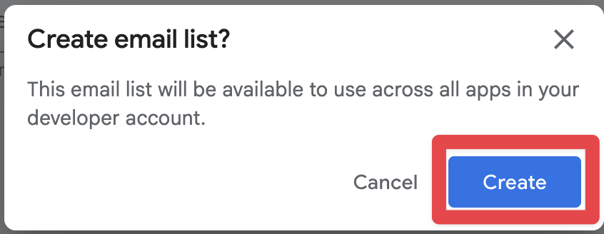Google Play Console create group
