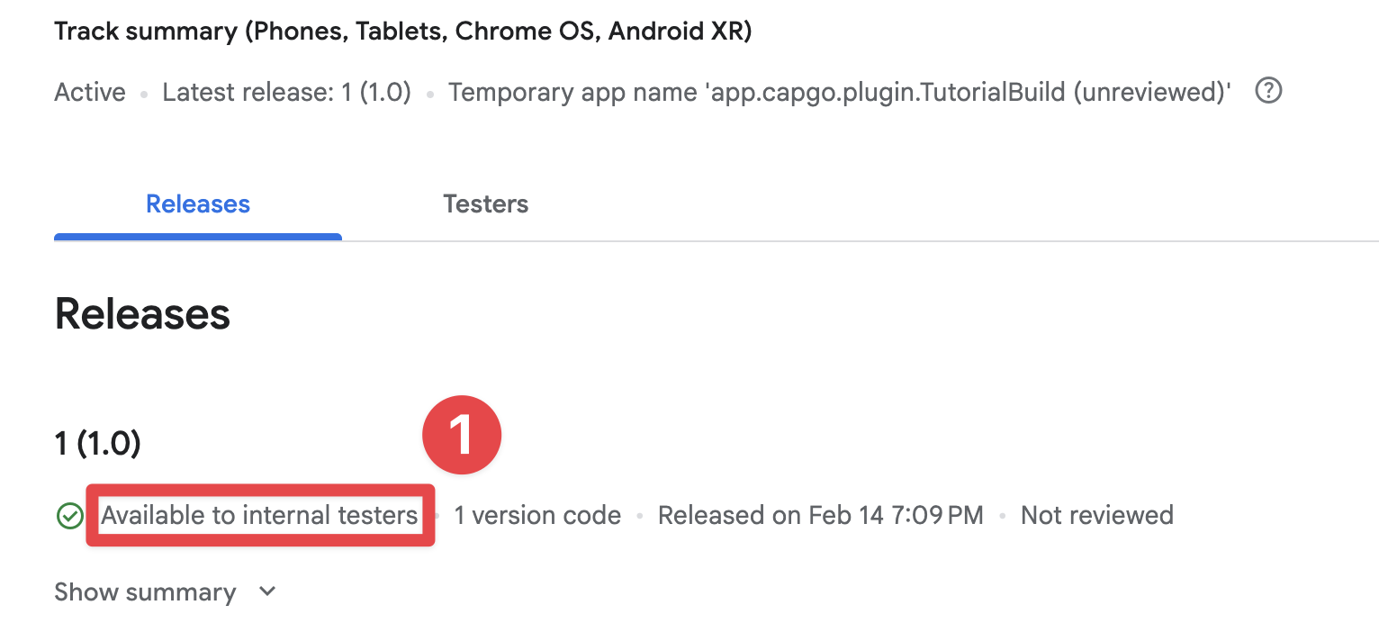 Google Play Console make sure the app is published