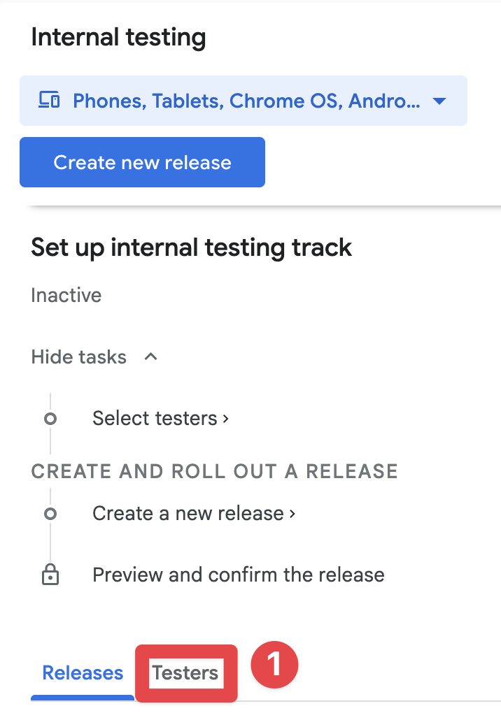 Google Play Console testers