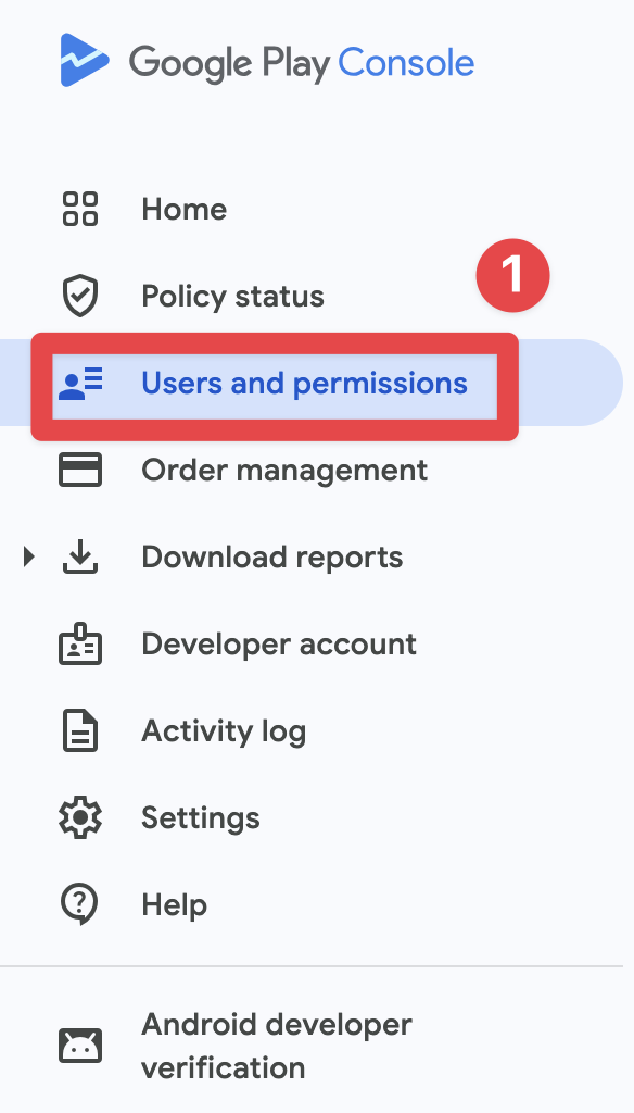 Google Play Console users and permissions