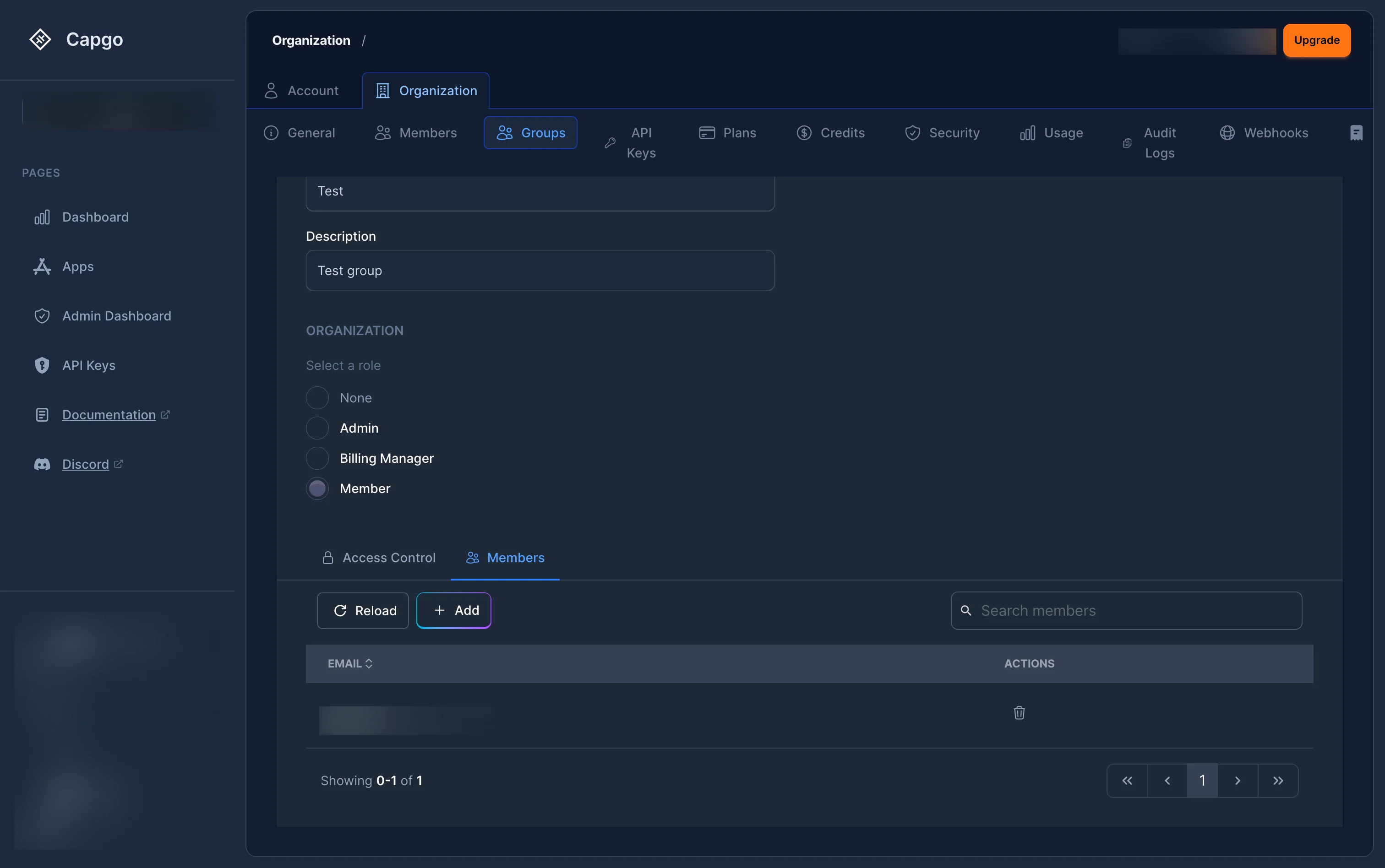 Group detail — Members tab