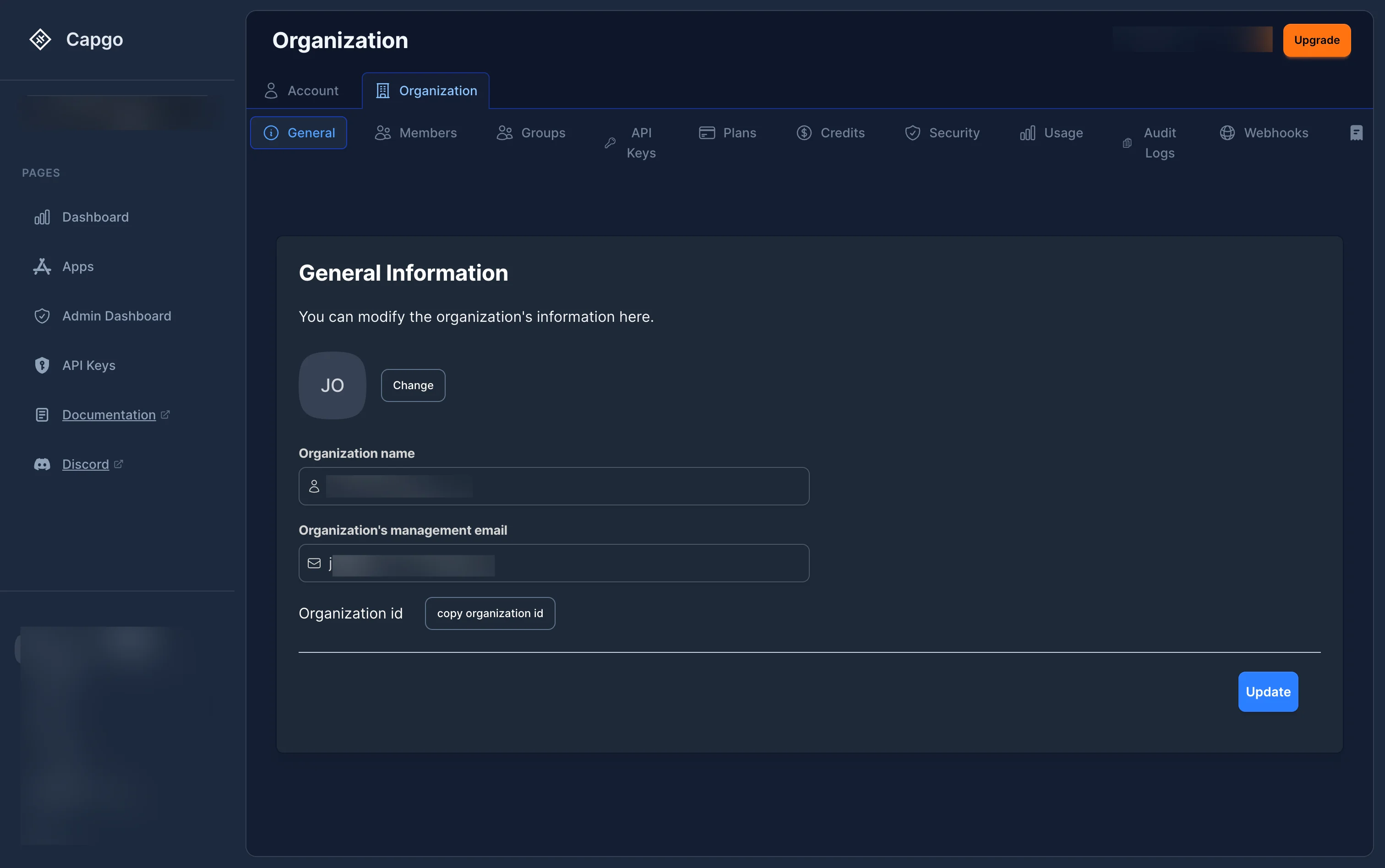Organization Settings Overview