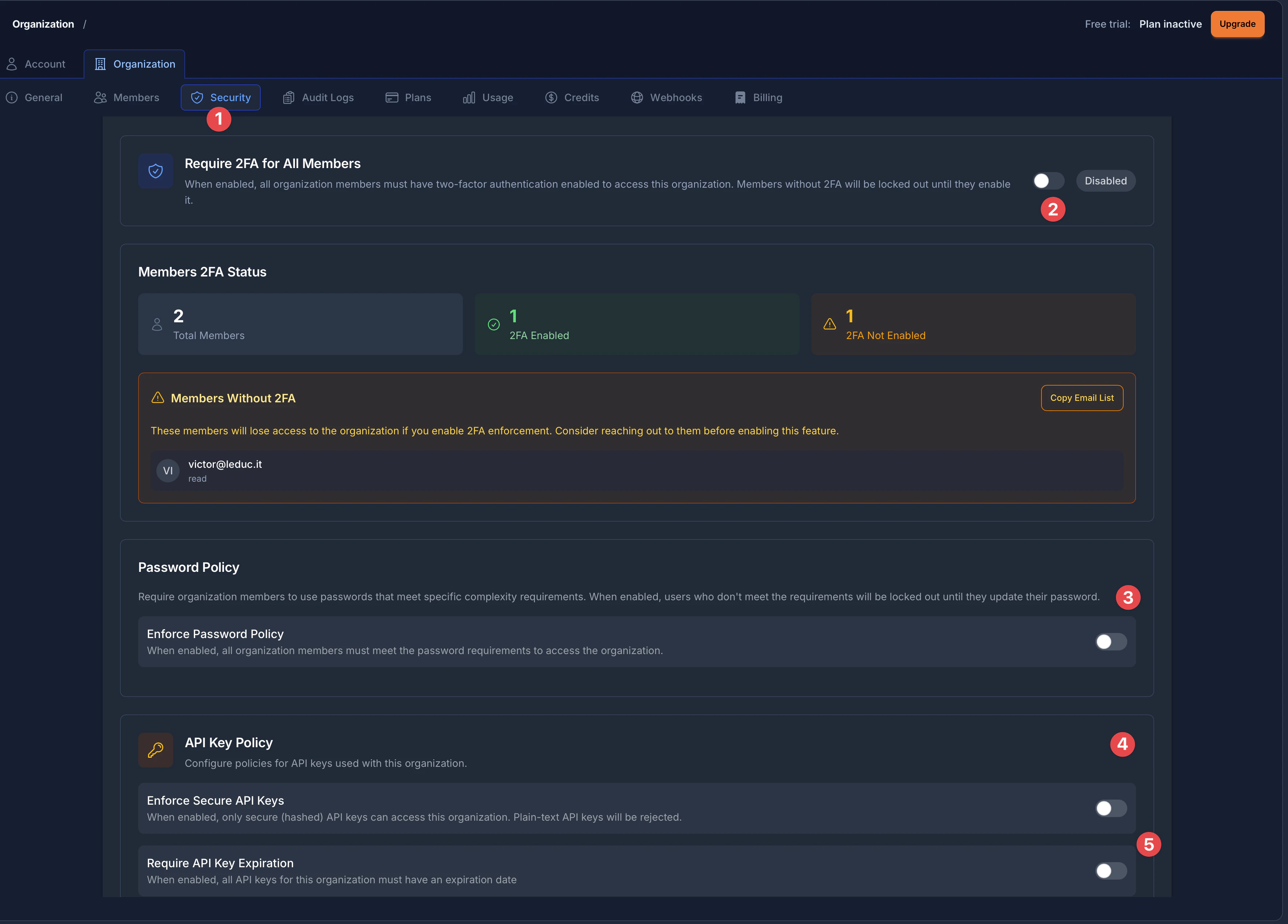 조직 보안 설정