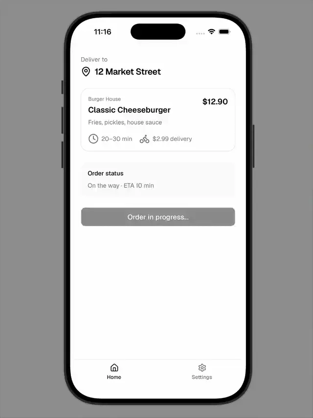 Capacitorからロック画面とダイナミックアイランドの更新を表示するアニメーションLive Activitiesのデモ