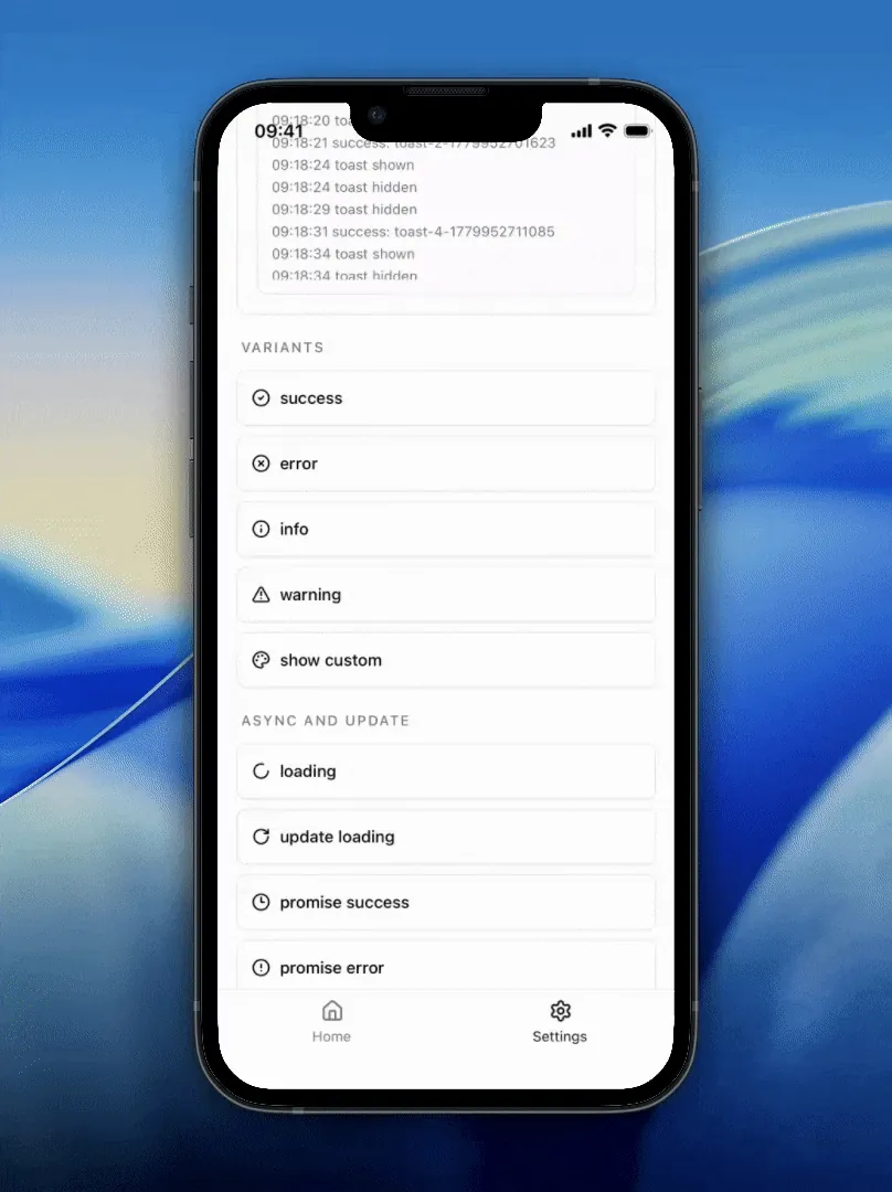 Animated Pretty Toast demo on an external device