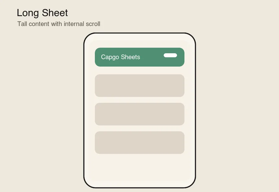 Animated Long Sheet demo for @capgo/capacitor-sheets