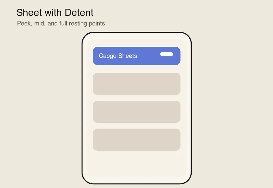 Animated Sheet with Detent demo for @capgo/capacitor-sheets