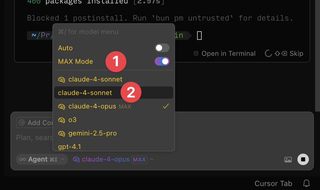 Select Cursor Model