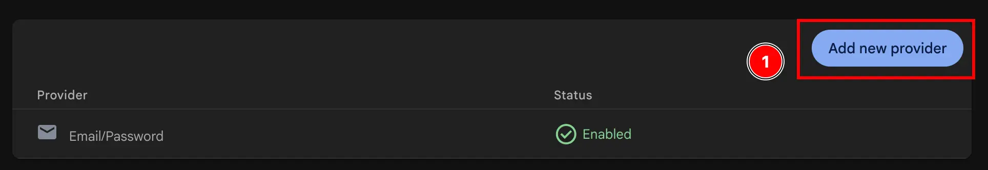 Firebase enable add provider button