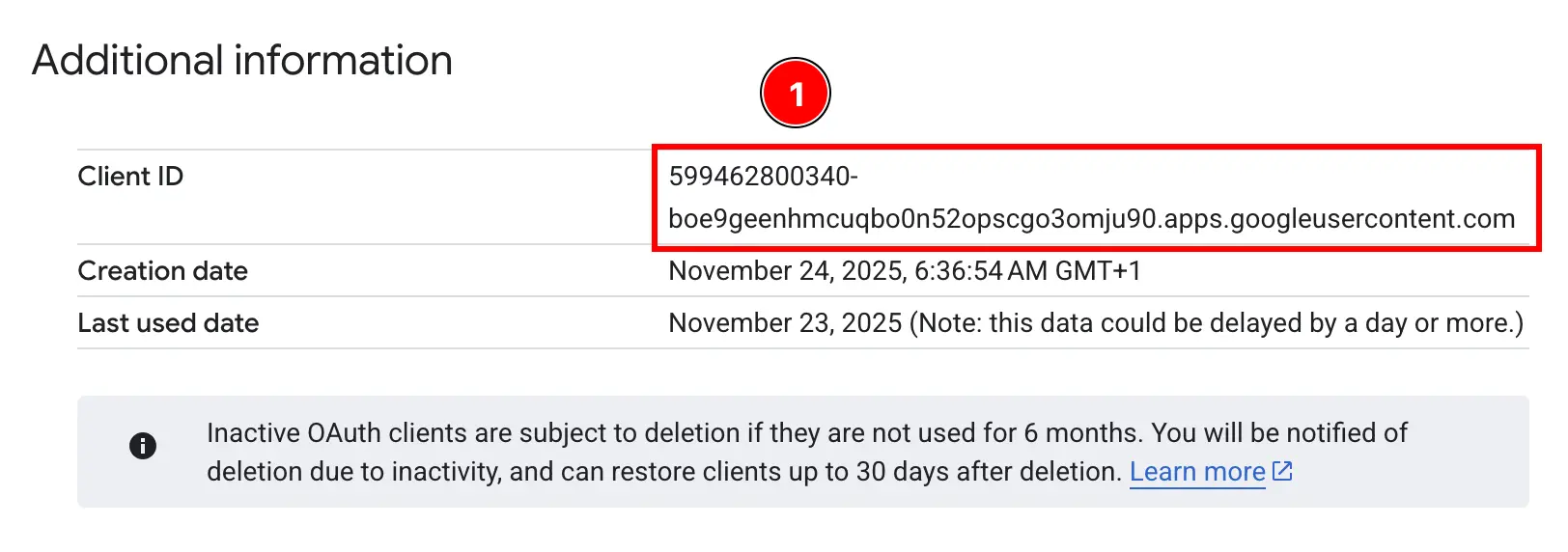 Google Cloud Console Web App Client ID Configured