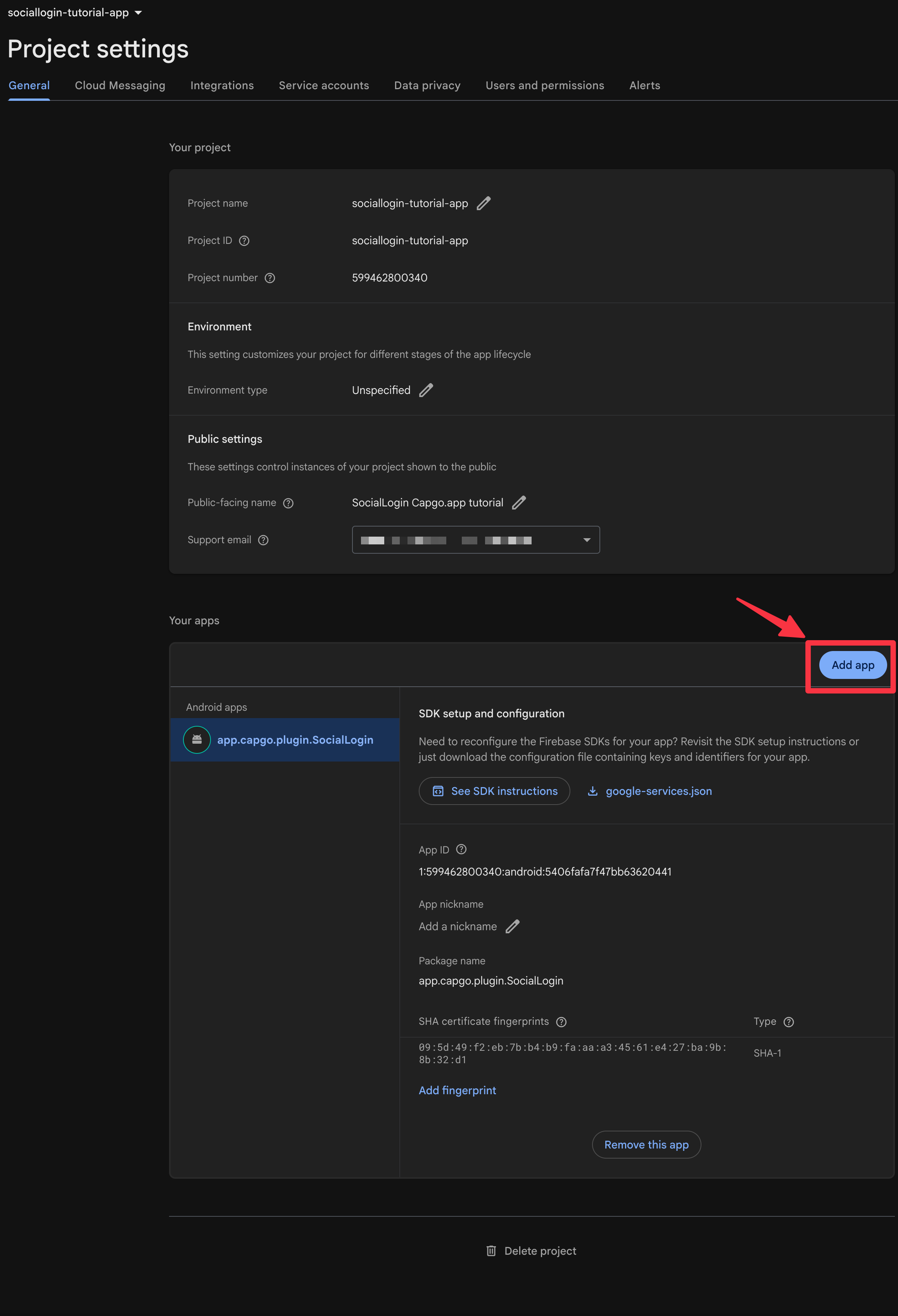 Firebase Add App Button