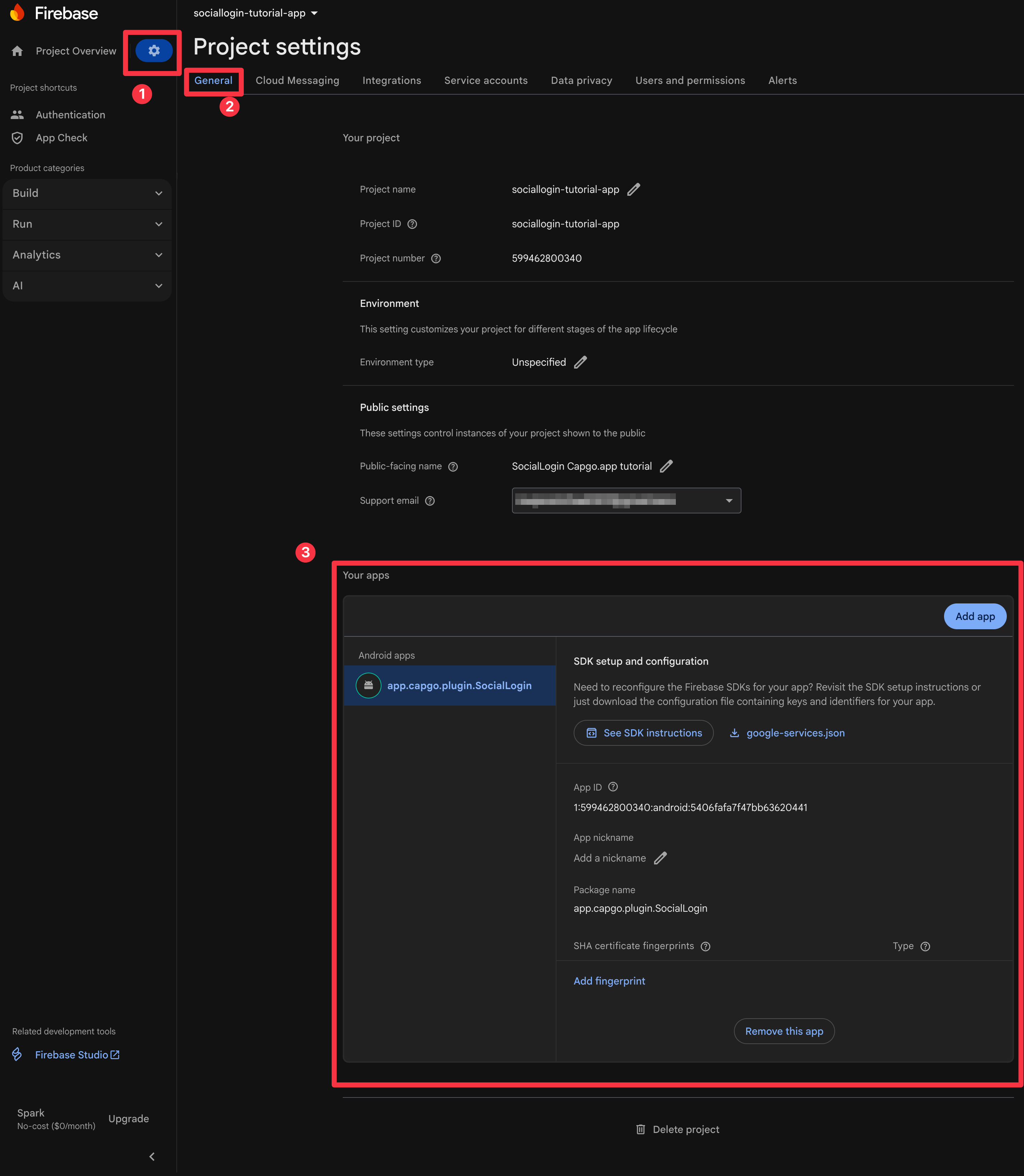 Firebase Add App Android Settings General Your Apps Button