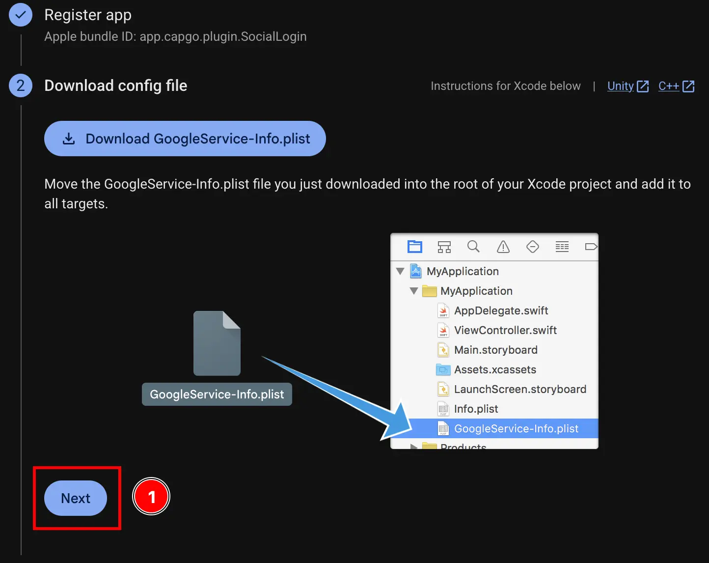 Firebase Add App iOS Skip Download Button