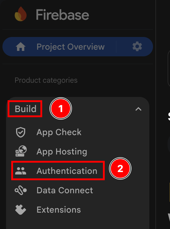 Firebase Authentication Menu