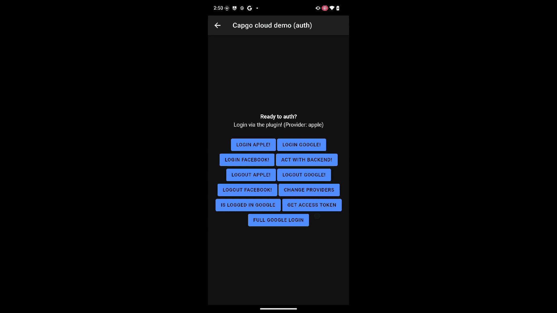 Demo of Google login flow on Android showing sign-in process and successful authentication